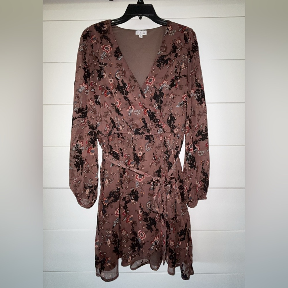 Kit & Sky Floral Faux Wrap Dress